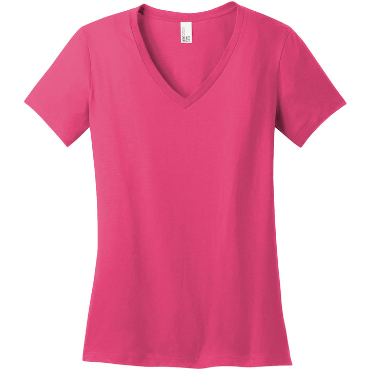Ladies Fit V-Neck Short Sleeve Shirt - District Brand - Nevada Lightning Main Logo