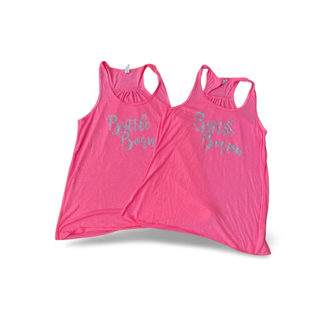 Battle Born - Ladies Racerback Flowy Tank Top - Neon Pink