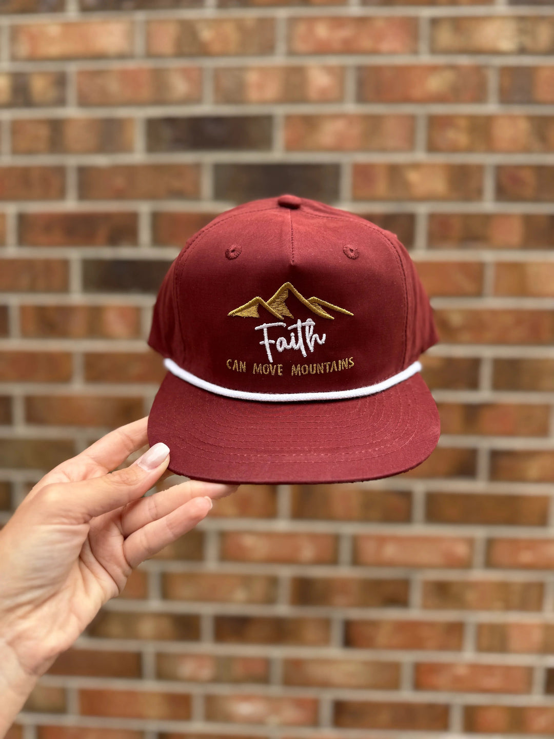 Faith Can Move Mountains Embroidered Rope Hat | Christian Rope Hat | Bible Verse Hat | Faith Hat