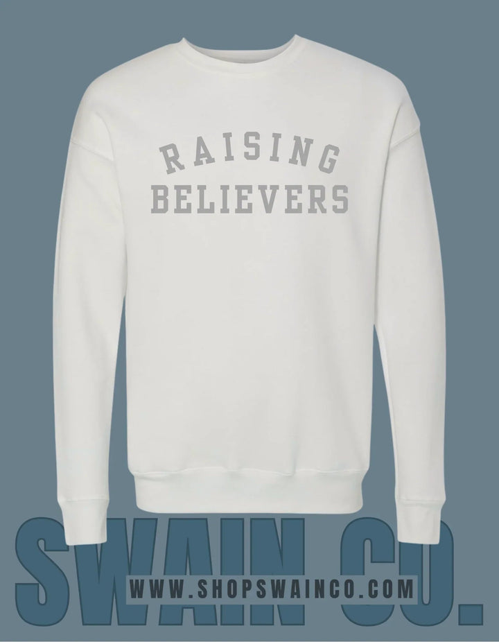 Raising Believers Sweatshirt | Embroidered Bella Canvas Fleece | Christian Mom Gift | Faith Based Apparel | Cozy Sweatshirt | Soft Christian Crewneck