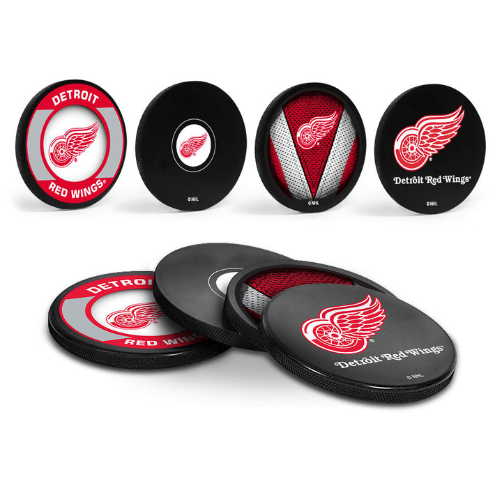 Detroit Red Wings Hockey Puck Coaster Set