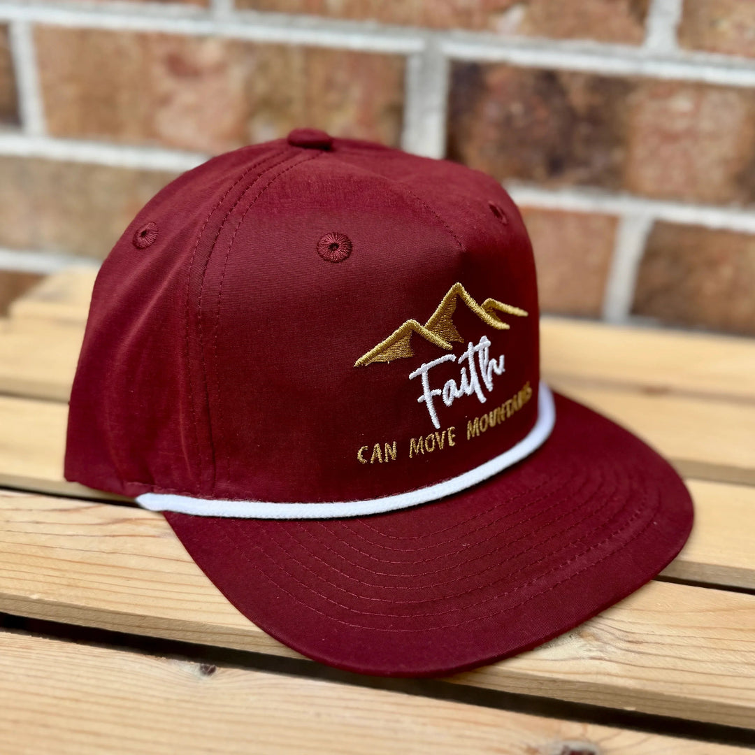 Faith Can Move Mountains Embroidered Rope Hat | Christian Rope Hat | Bible Verse Hat | Faith Hat