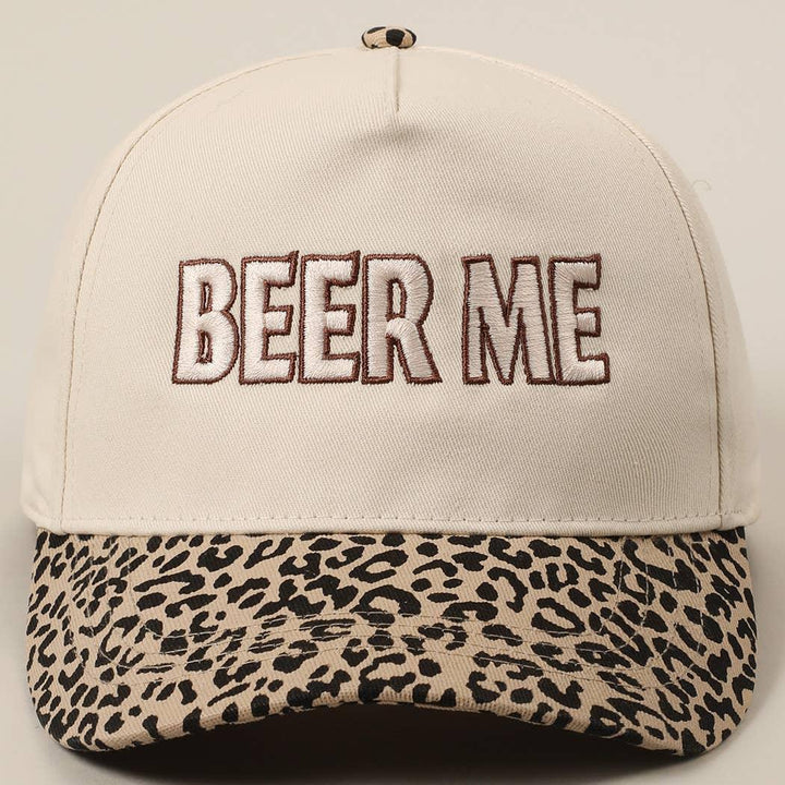 BEER ME Embroidered Leopard Trucker Hat