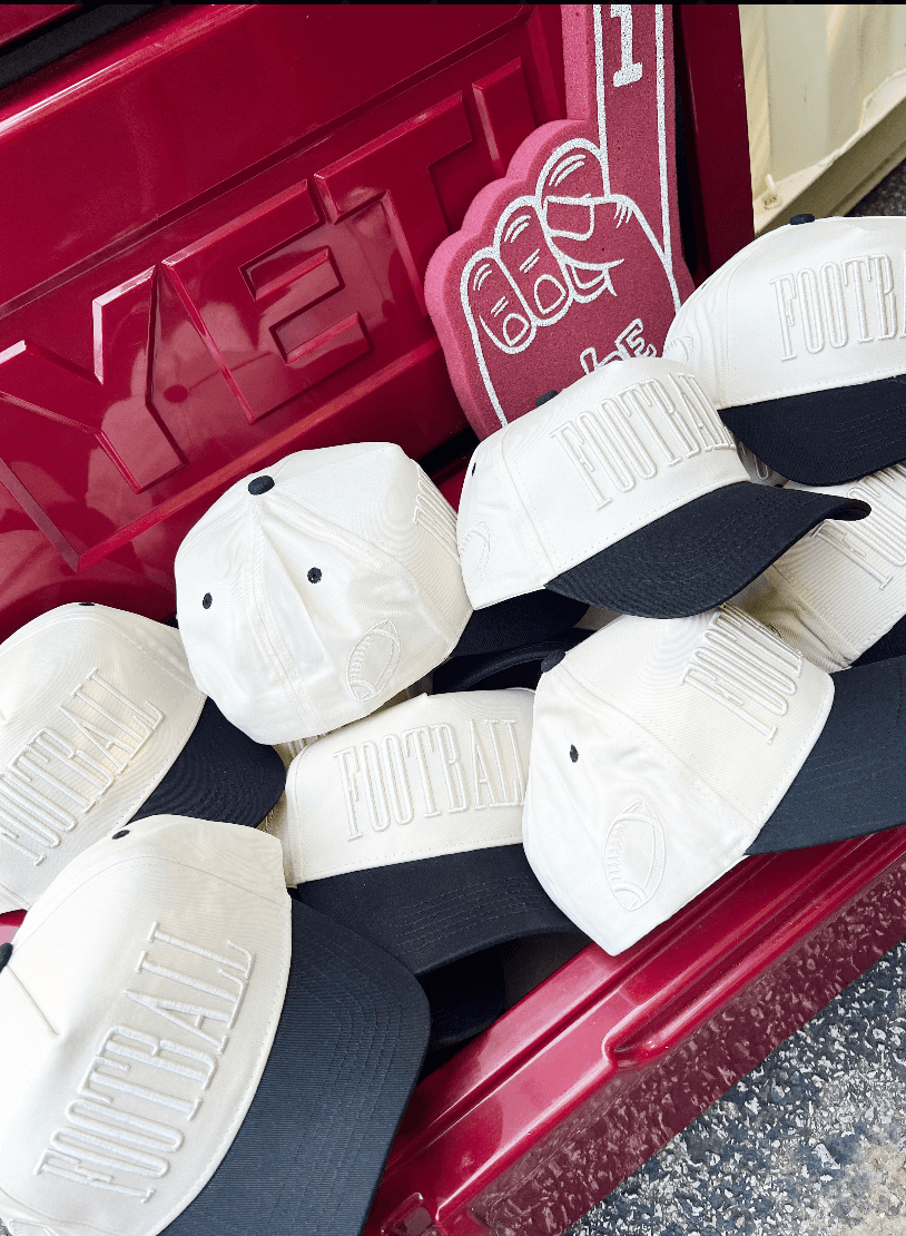 Monochromatic Football Trucker Hat | Puff Embroidery Neutral Game Day Hat | Adjustable Snapback | Vintage Style Baseball Cap