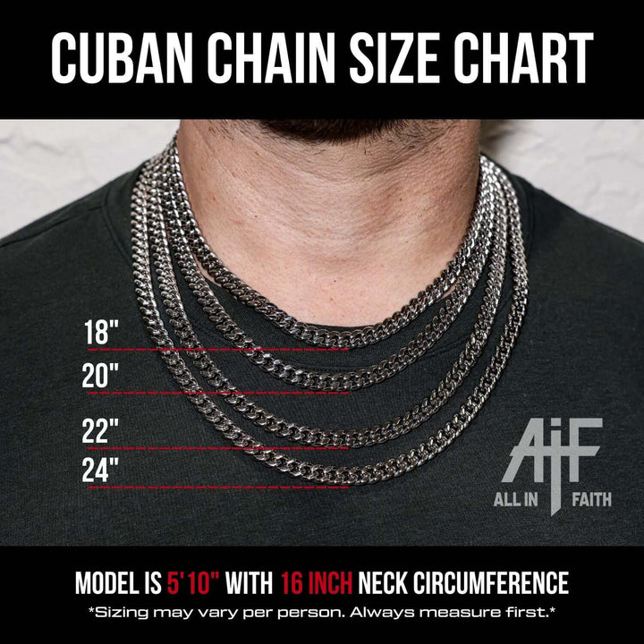 3.0 Baseball Bat Cross Necklace | 8mm Cuban Chain | Stainless