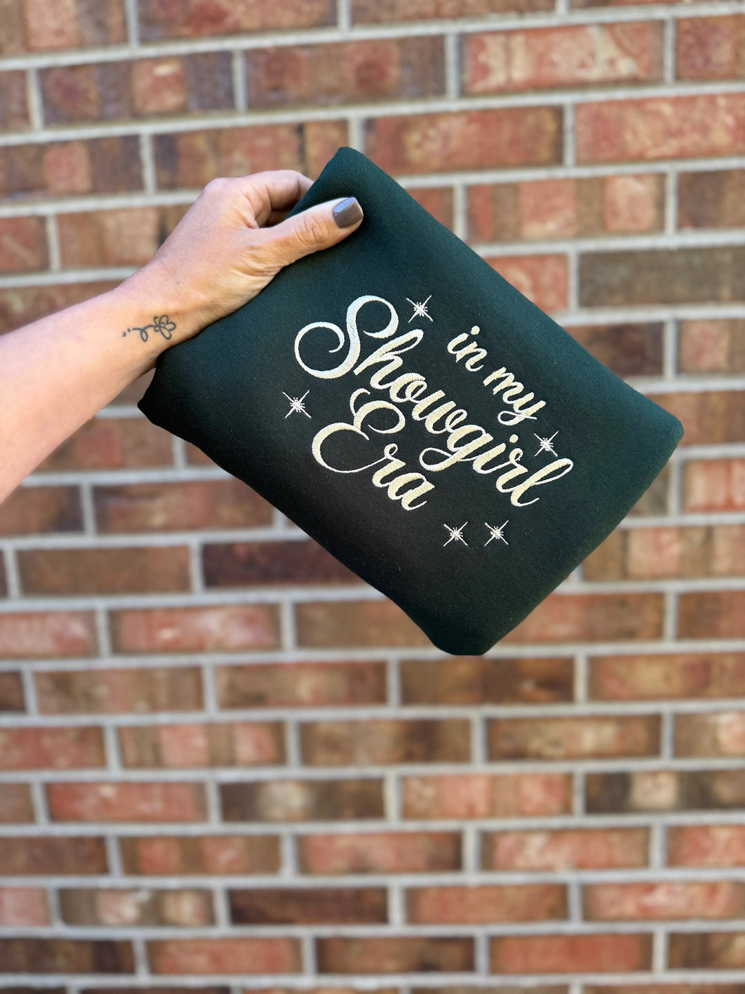 Showgirl Sweatshirt — In My Showgirl Era Embroidered Crewneck Sweatshirt