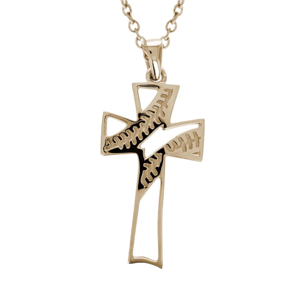 Baseball Stitch Open Cross Necklace