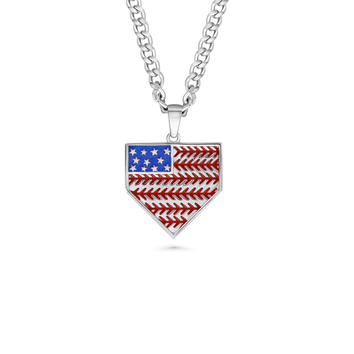 American Flag Home Plate Necklace