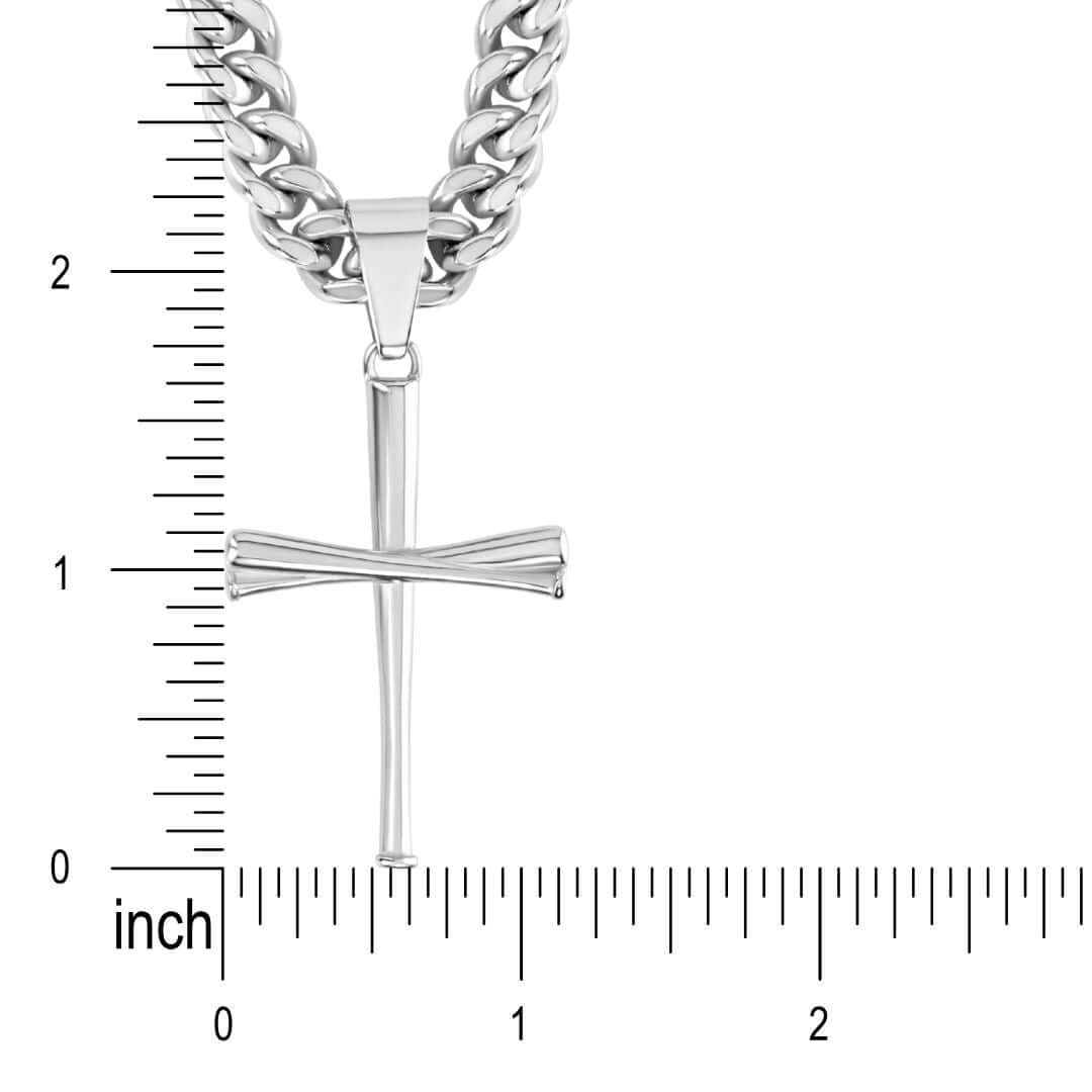 3.0 Baseball Bat Cross Necklace | 8mm Cuban Chain | Stainless