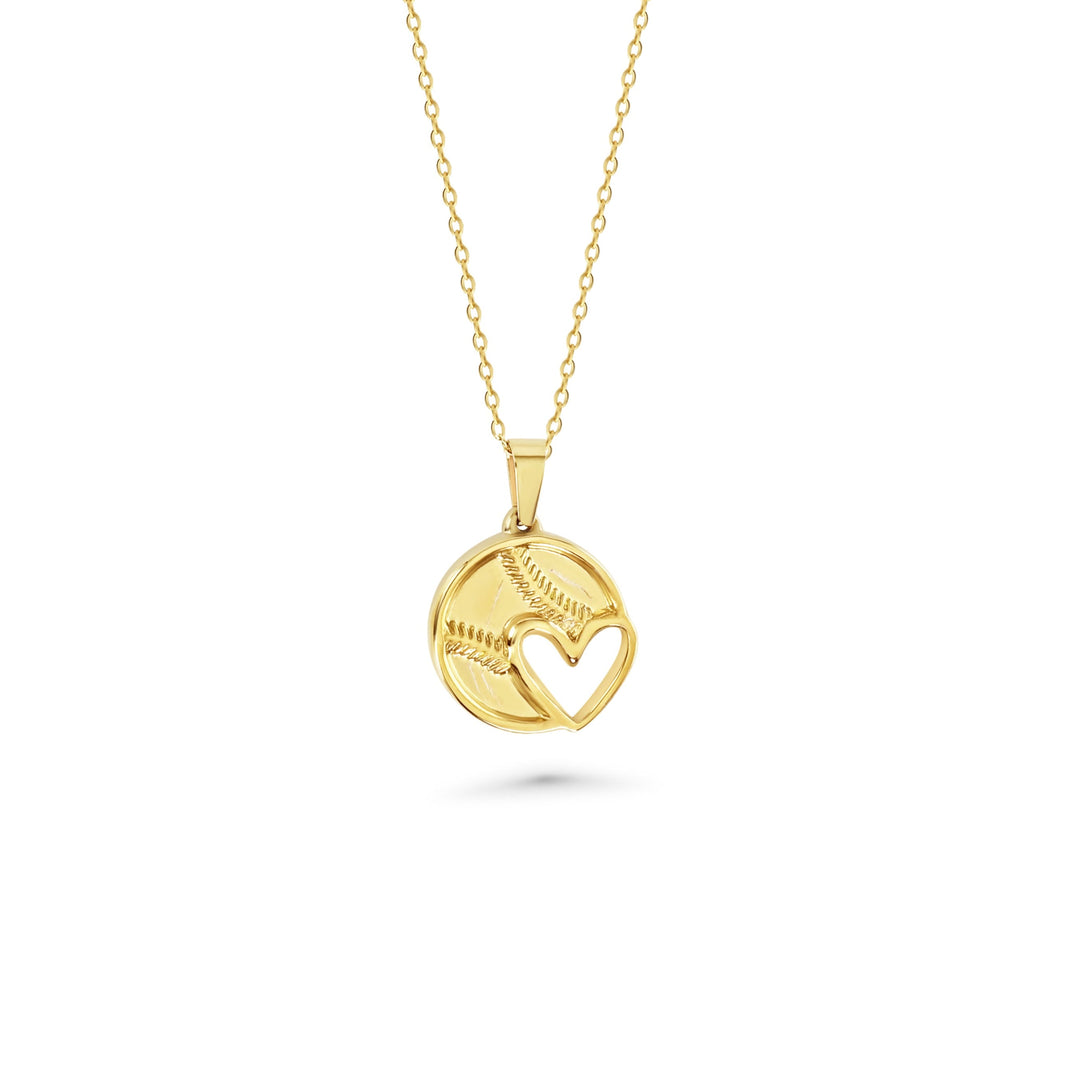 Heart Softball Necklace & Chain | Stainless Steel