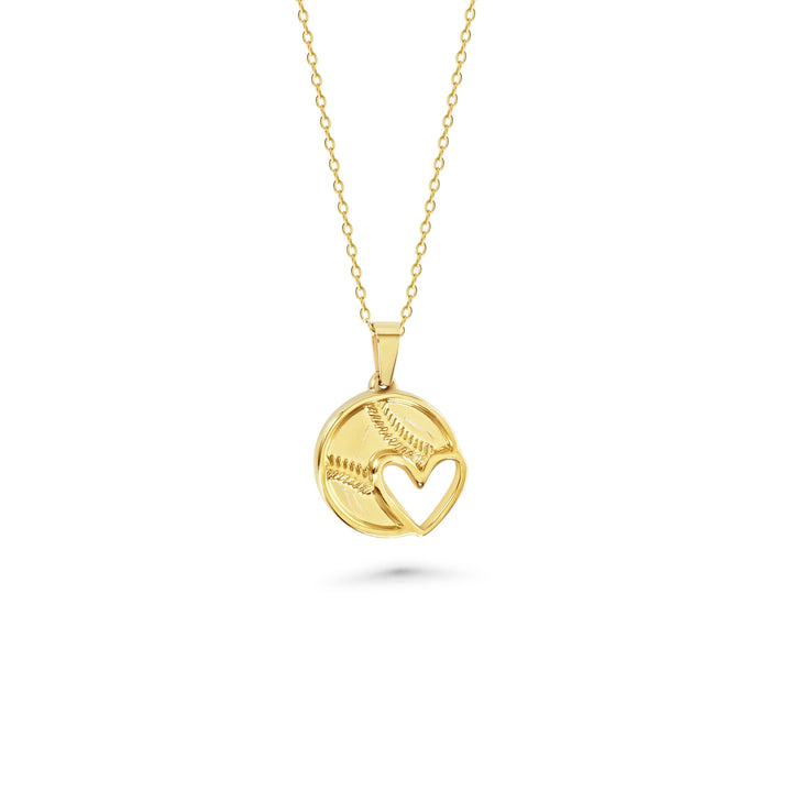 Heart Softball Necklace & Chain | Stainless Steel