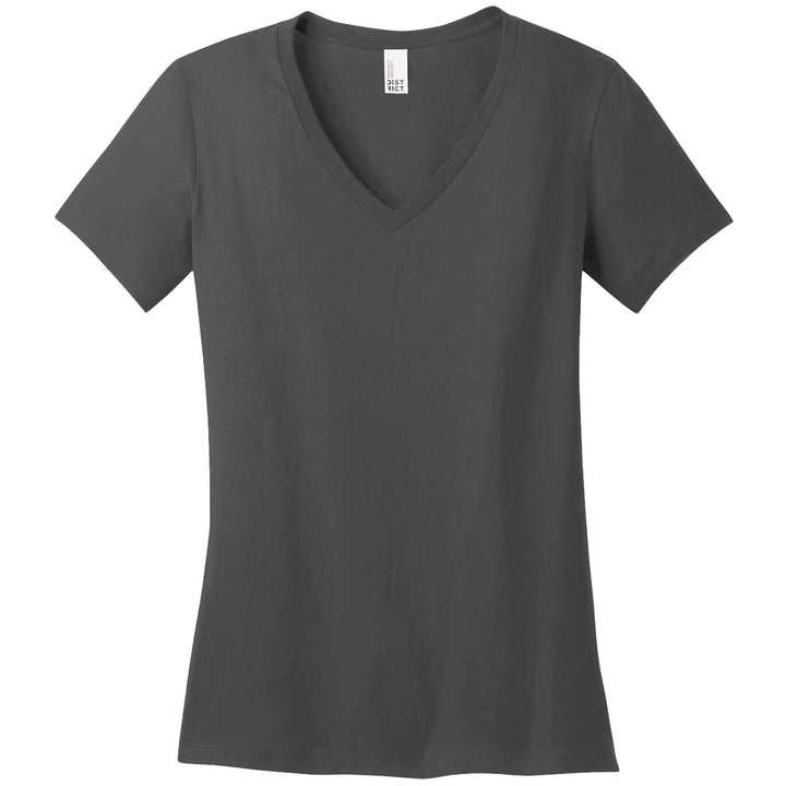 Ladies Fit V-Neck Short Sleeve Shirt - District Brand - Nevada Lightning Main Logo