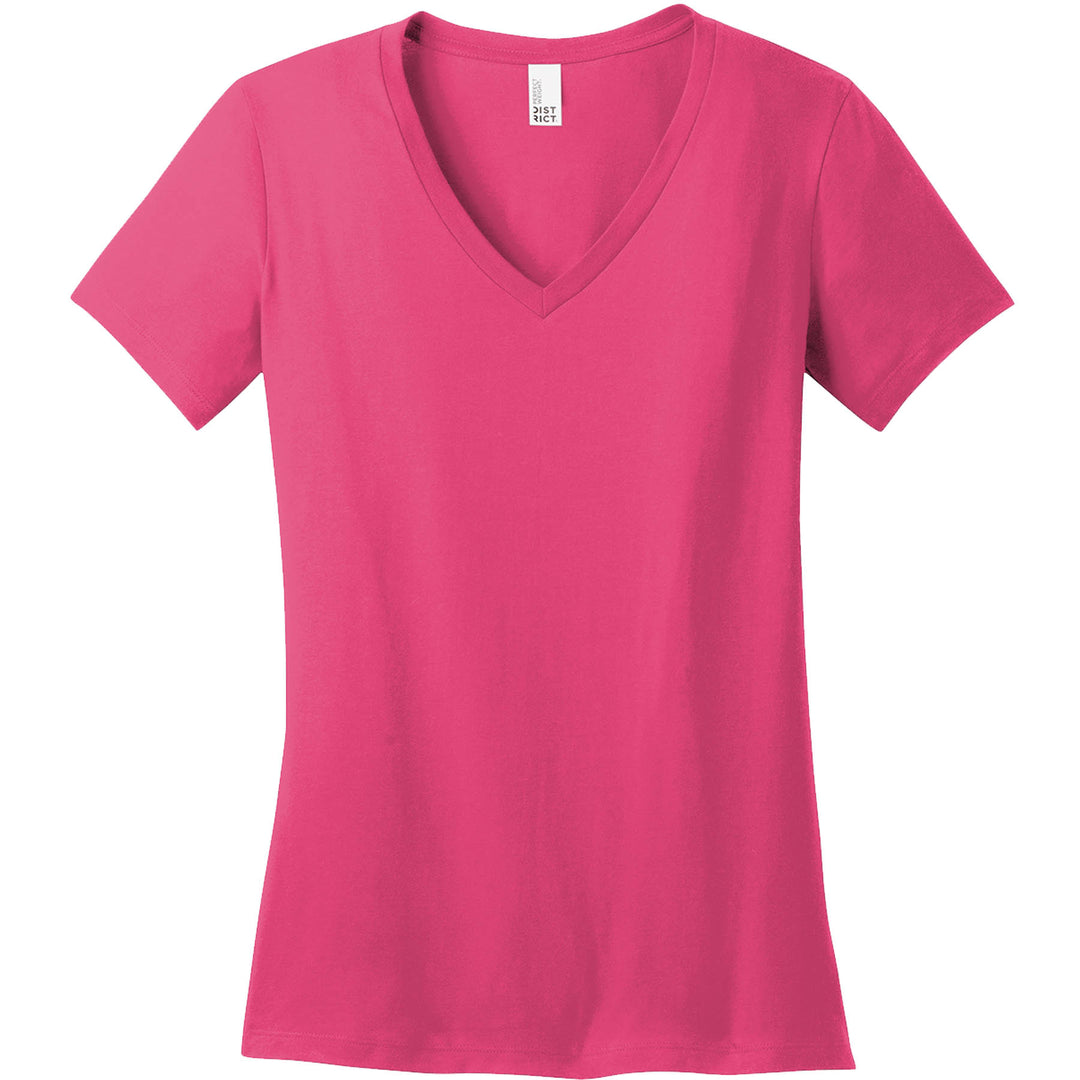 Ladies Fit V-Neck Short Sleeve Shirt - District Brand - Nevada Lightning Main Logo