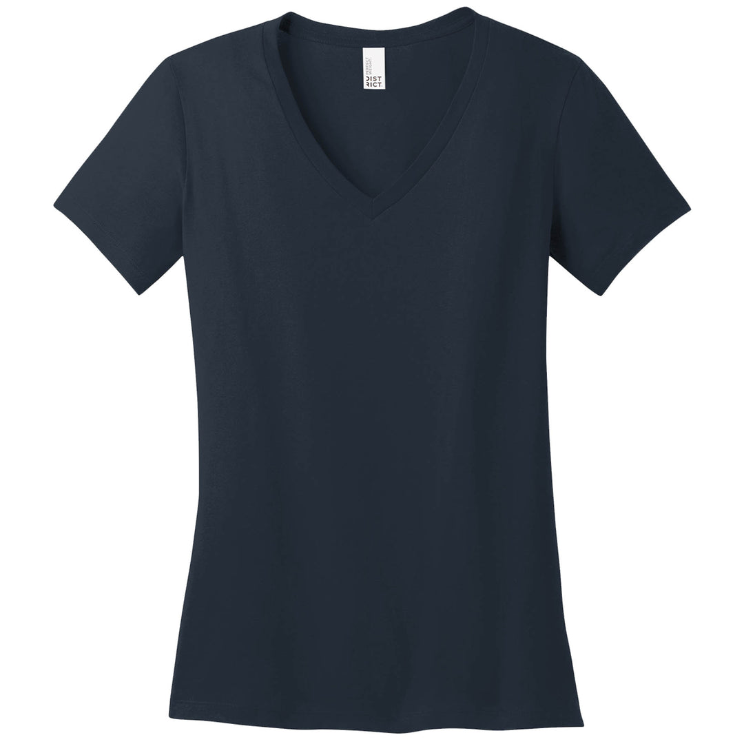 Ladies Fit V-Neck Short Sleeve Shirt - District Brand - Nevada Lightning Main Logo