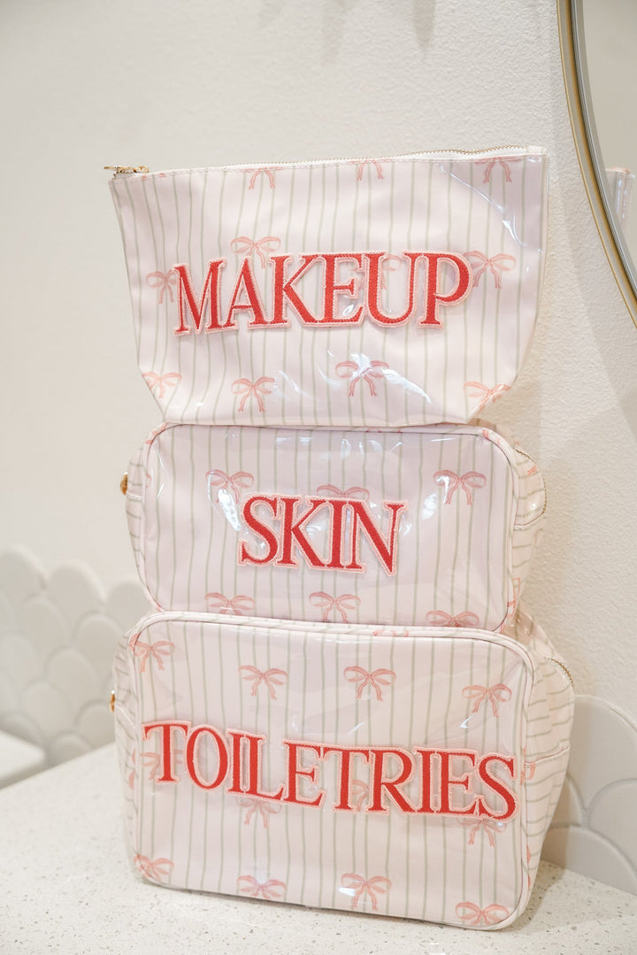 Makeup - Pink Ribbons Clear Coat Bag