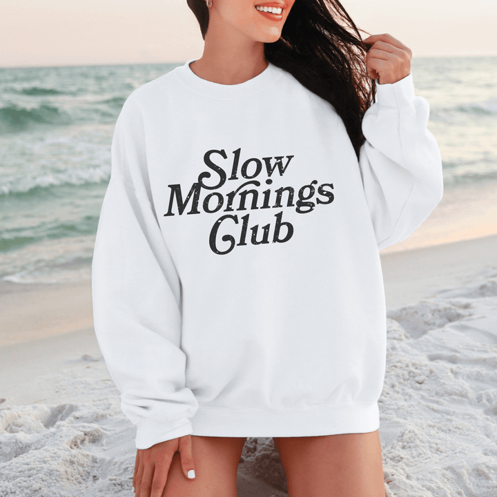 Slow Morning Crew Tee or Sweatshirt | For the Babes Who Hit Snooze, Sip Slowly, and Don’t Do Mornings Before Coffee