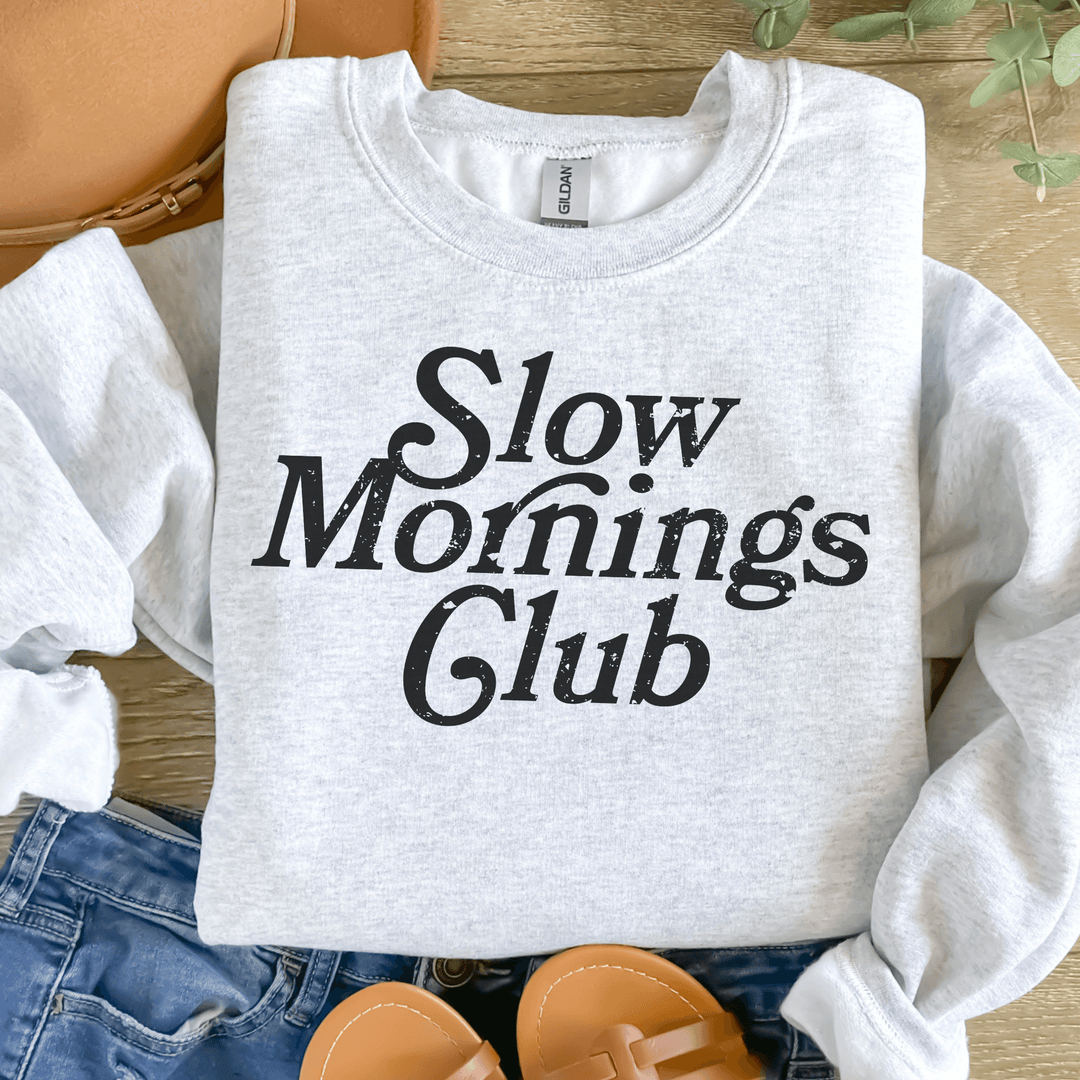 Slow Morning Crew Tee or Sweatshirt | For the Babes Who Hit Snooze, Sip Slowly, and Don’t Do Mornings Before Coffee
