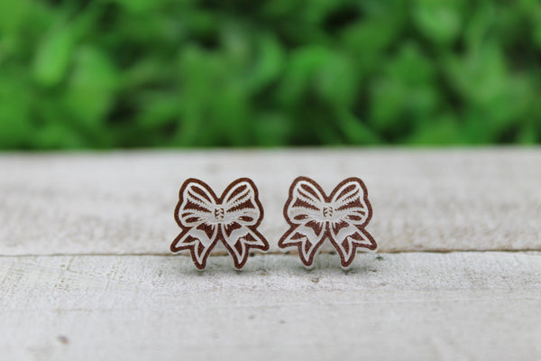 Football Bow Stud Earrings