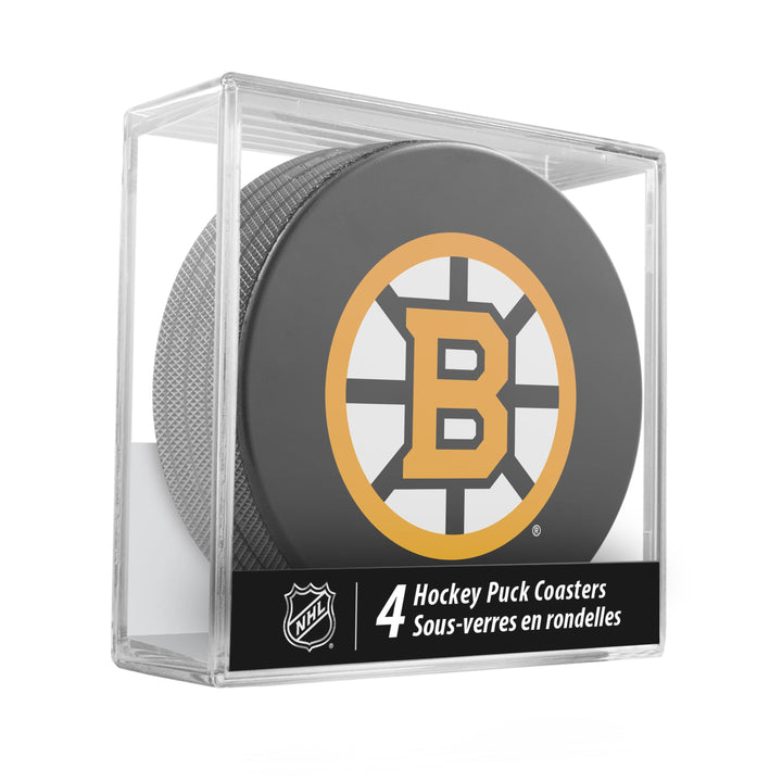 Boston Bruins Hockey Puck Coaster Set
