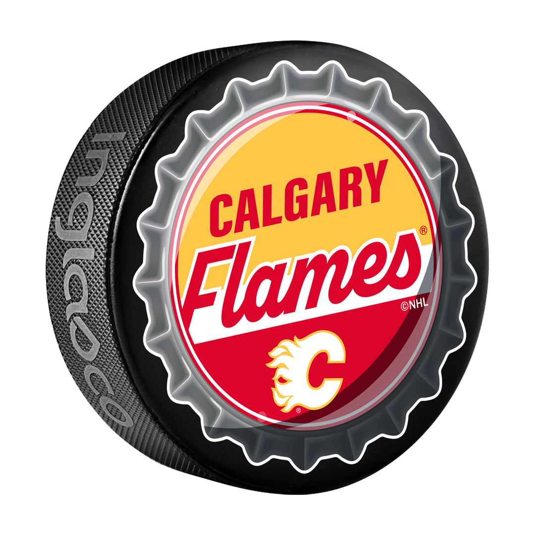 Calgary Flames Hockey Puck Bottle Opener