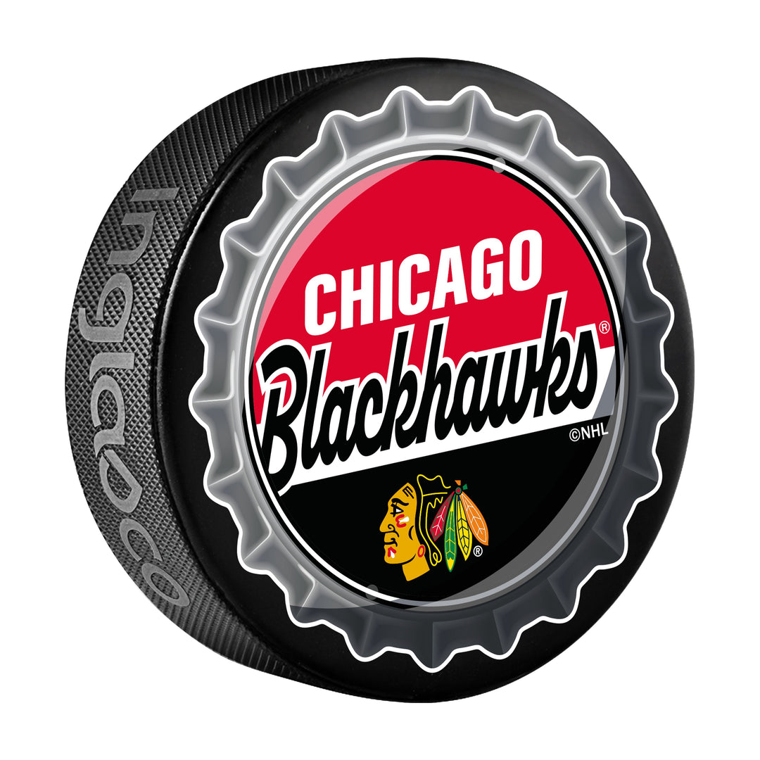 Chicago Blackhawks Hockey Puck Bottle Opener