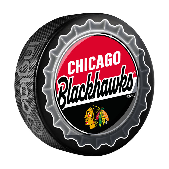 Chicago Blackhawks Hockey Puck Bottle Opener