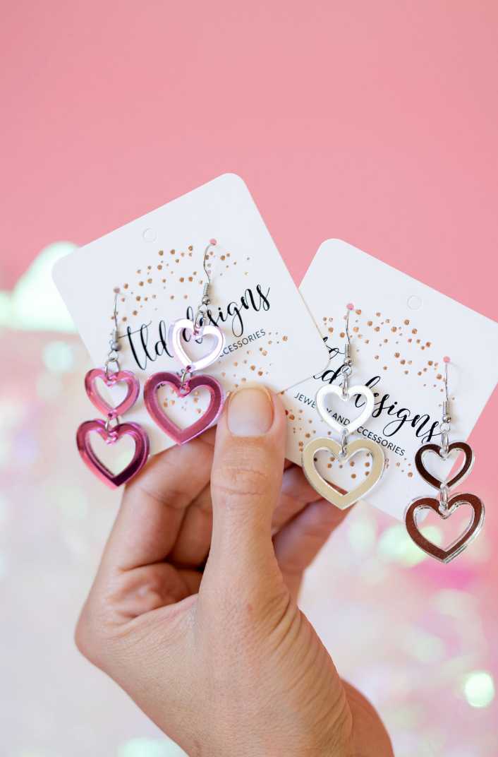 Pucker Up double heart dangles