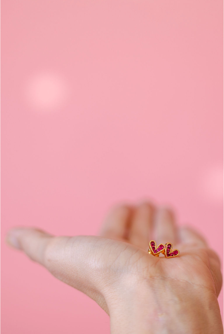 Fuschia Heart Studs