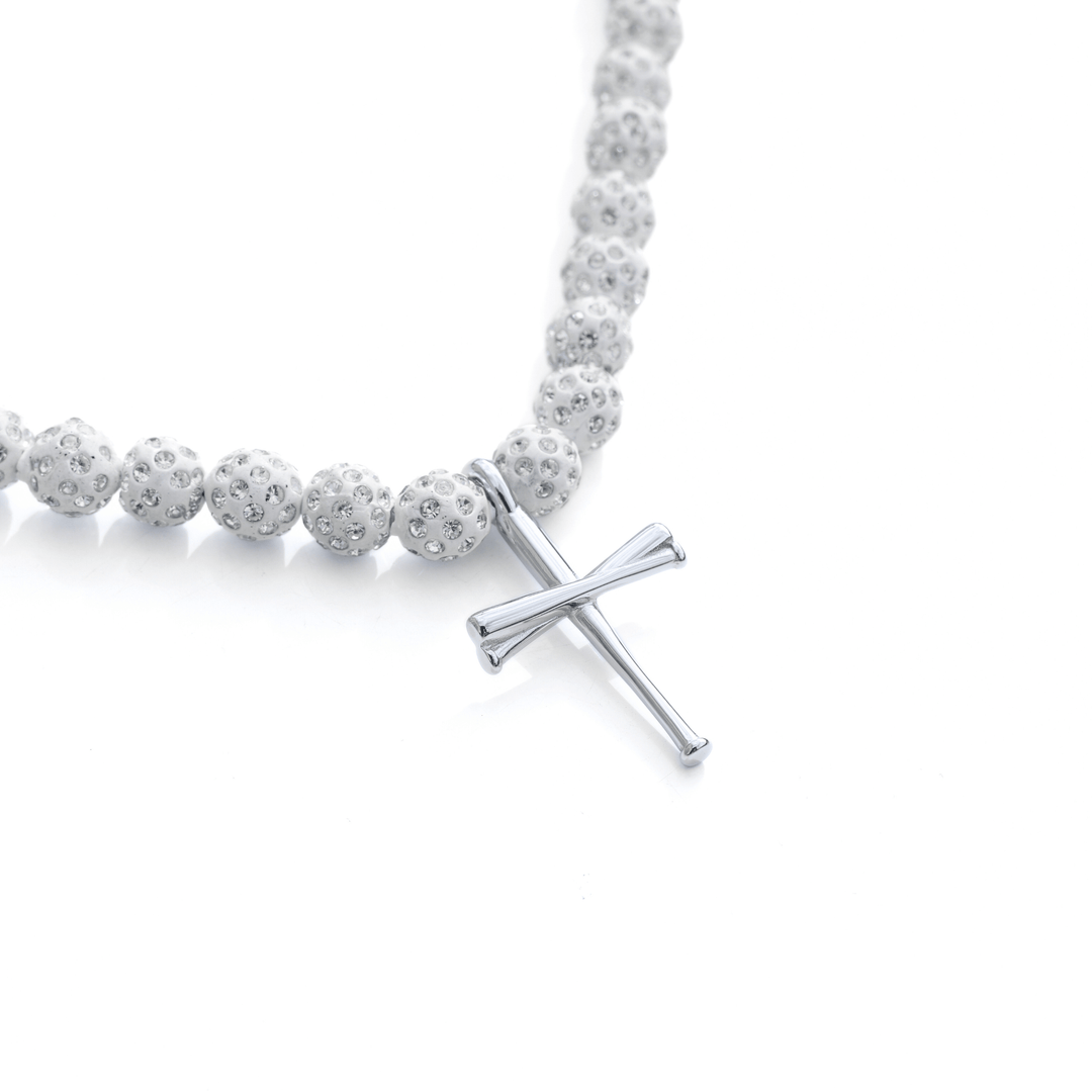 Blackout Iced Out Baseball Bead Necklace | Black