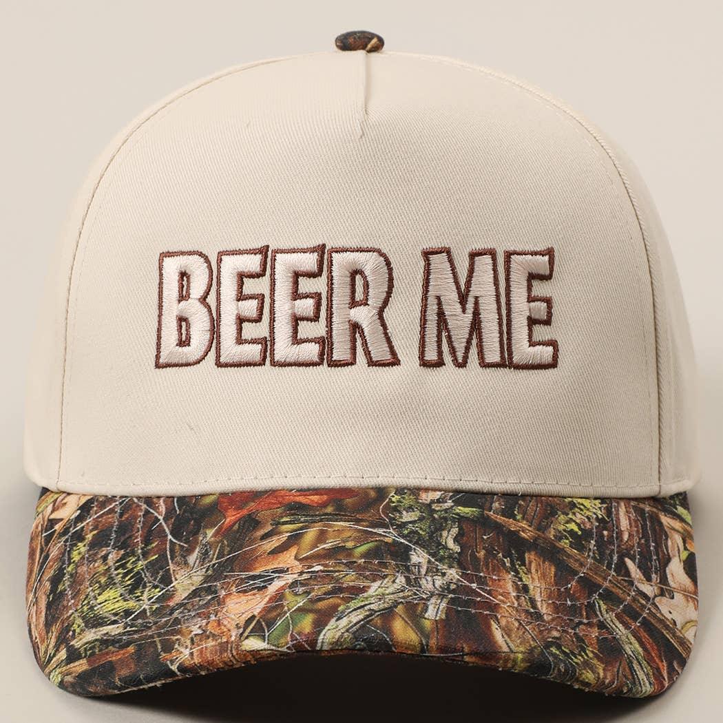 BEER ME Embroidered Leopard Trucker Hat
