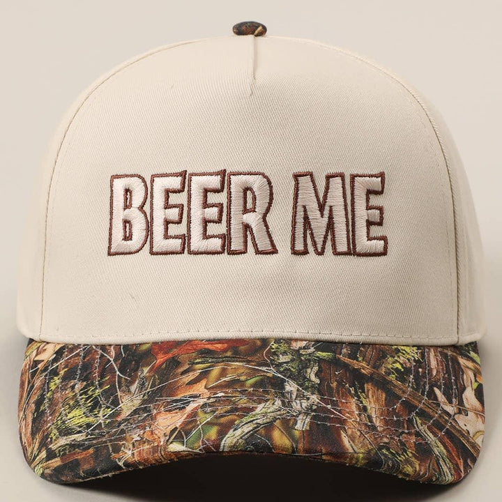 BEER ME Embroidered Leopard Trucker Hat