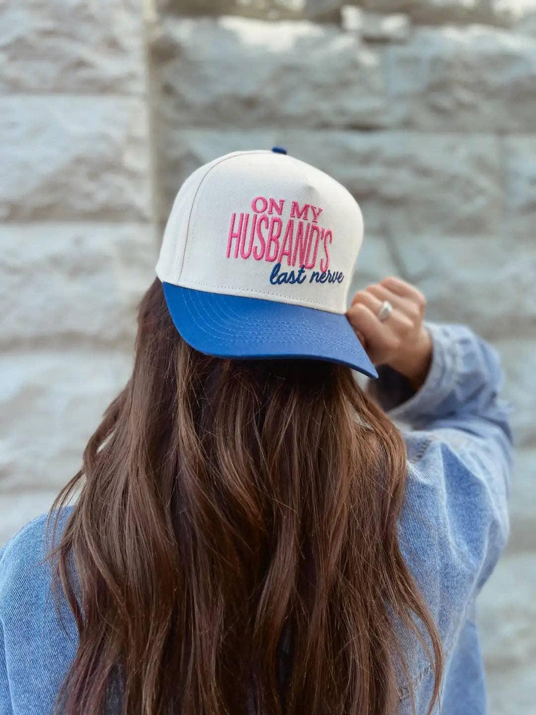 On My Husband's Last Nerve Vintage Trucker Hat