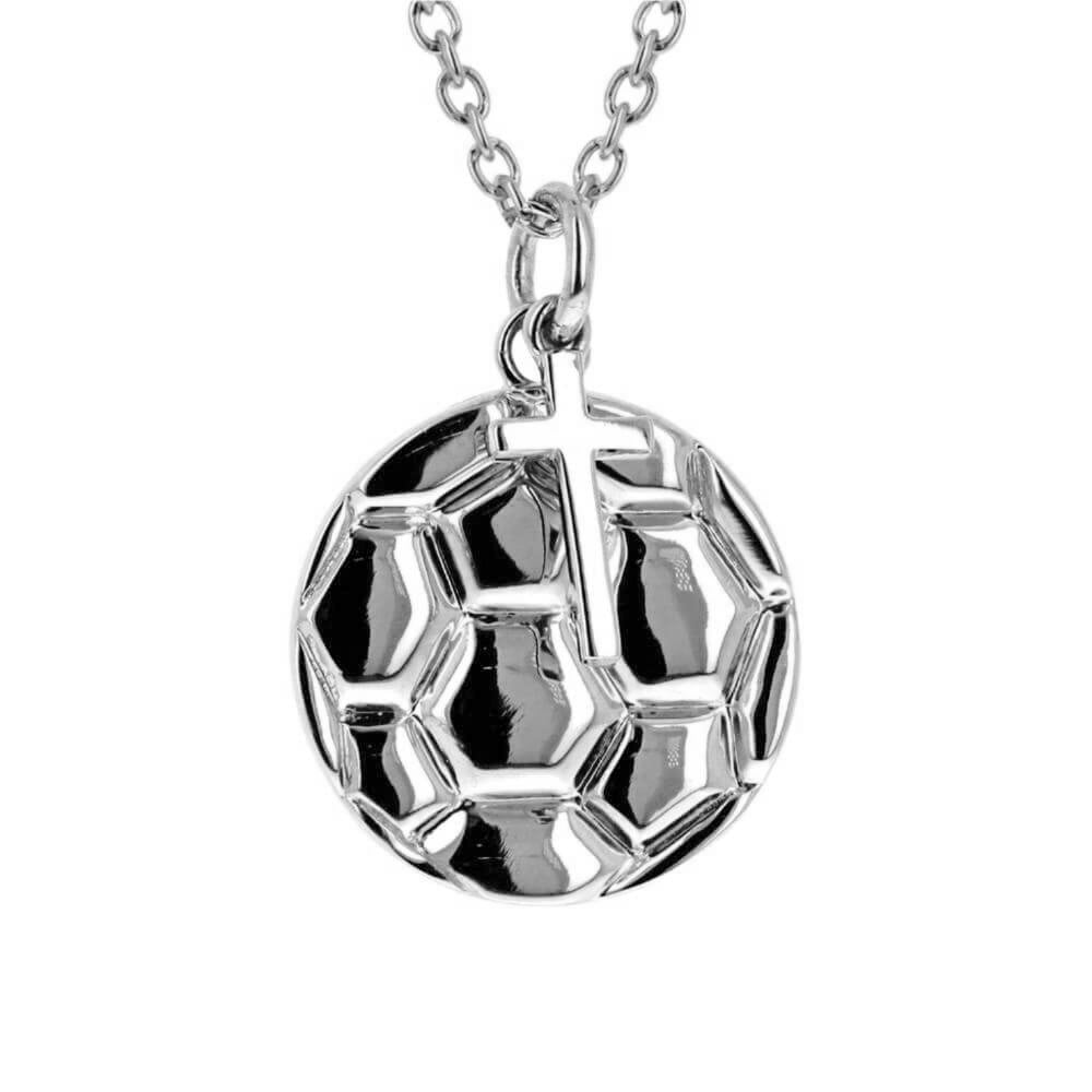 Soccer Ball Necklace With Dangle Cross | Stainless