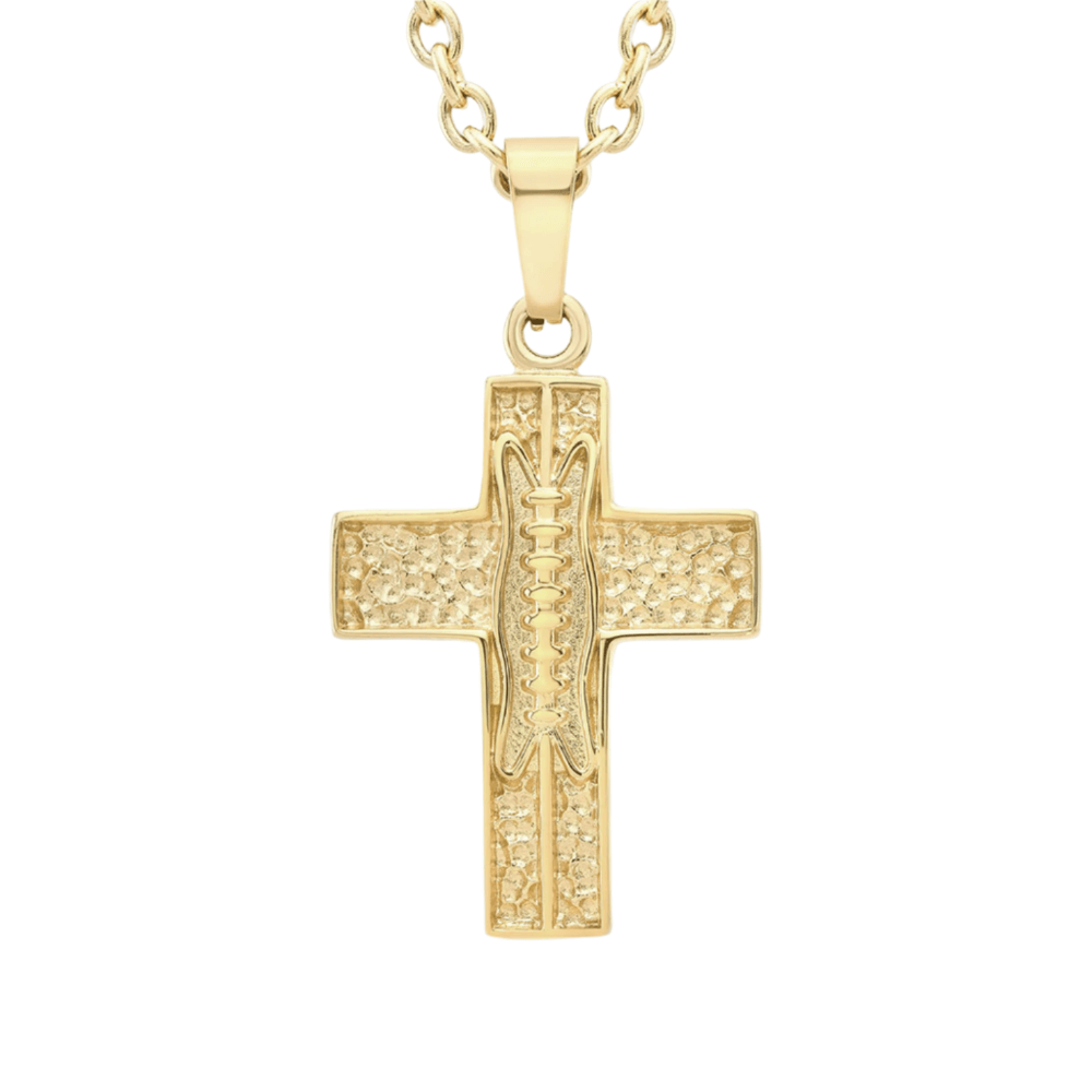 Pigskin Football Cross Necklace | Stainless Steel