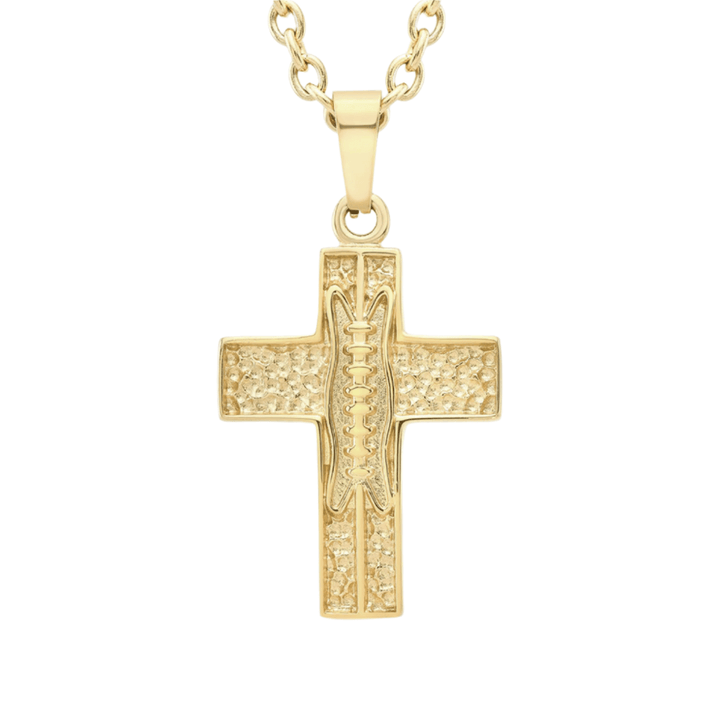 Pigskin Football Cross Necklace | Stainless Steel