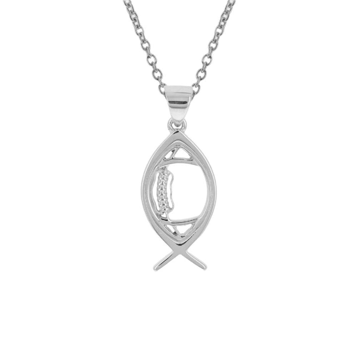 Ichthys Christian Fish Football Necklace (Youth)