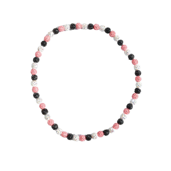 Big League Iced Out Baseball Bead Necklace | Black, Pink, & White
