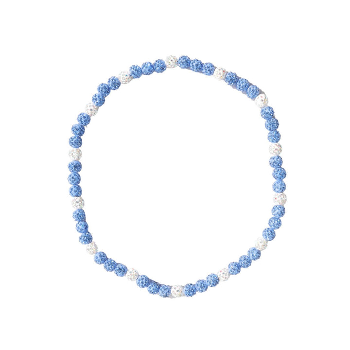 Blue Velocity Iced Out Baseball Bead Necklace | Blue & White