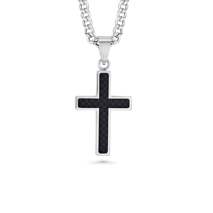 Black Carbon Fiber Cross Necklace
