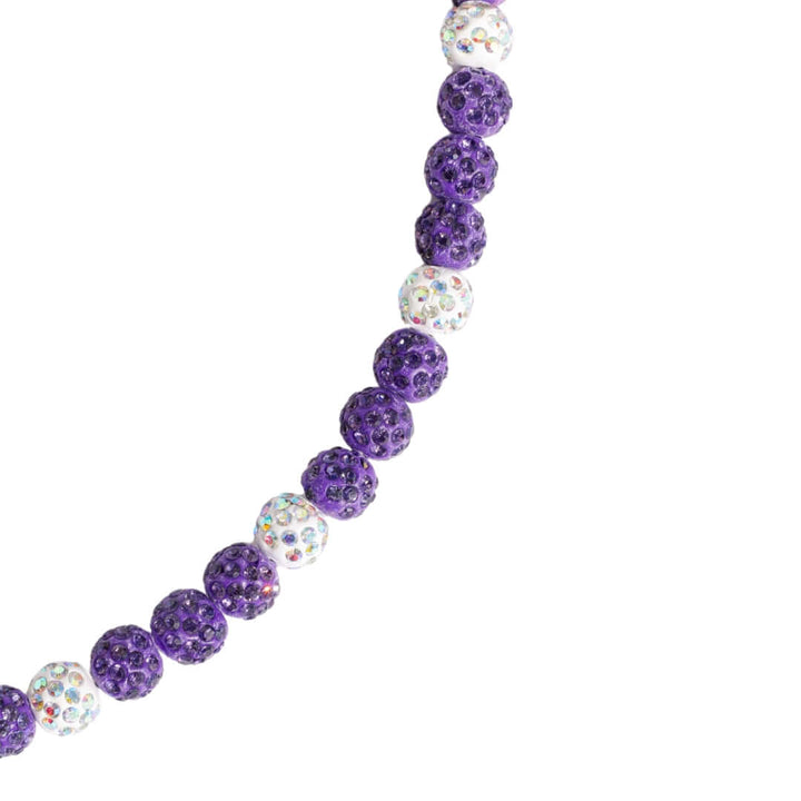 Dinger Iced Out Baseball Bead Necklace | Purple & White