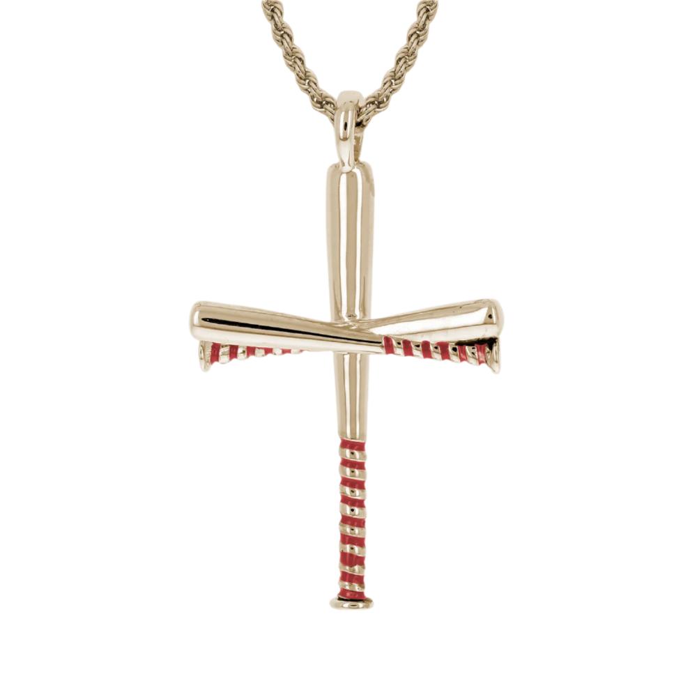 Color Grip Baseball Bat Cross Necklace