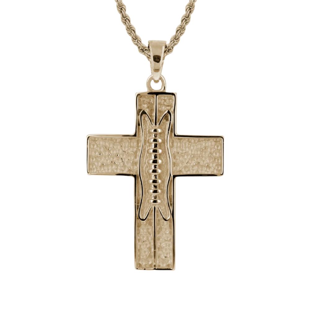 XL Pigskin Football Cross Necklace