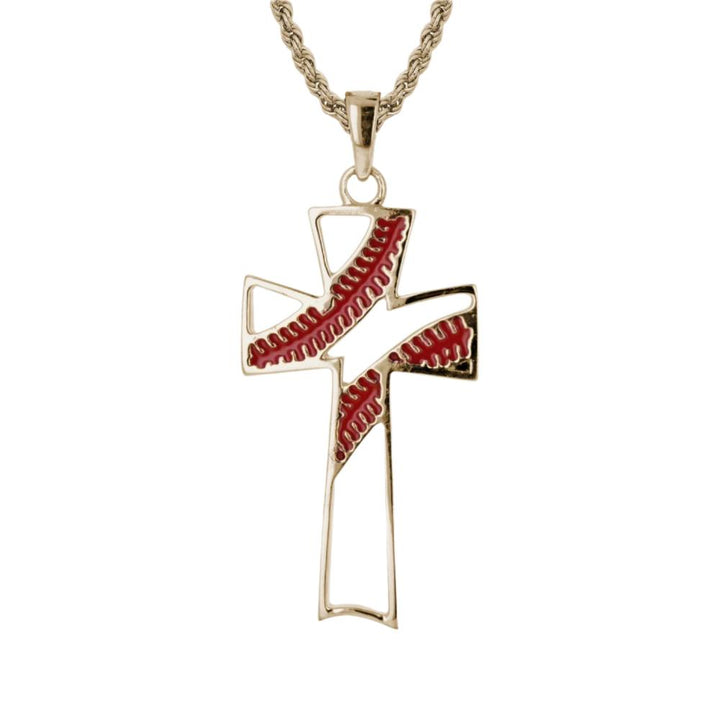 Baseball Stitch Open Cross Necklace