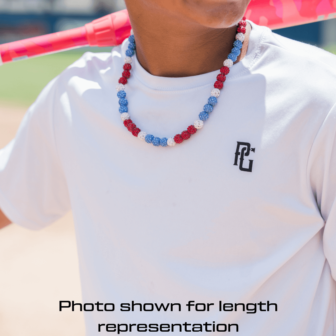 Whiteout Iced Out Baseball Bead Necklace | White