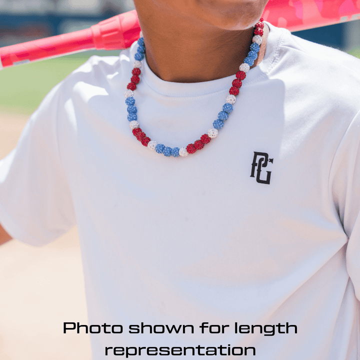 Whiteout Iced Out Baseball Bead Necklace | White