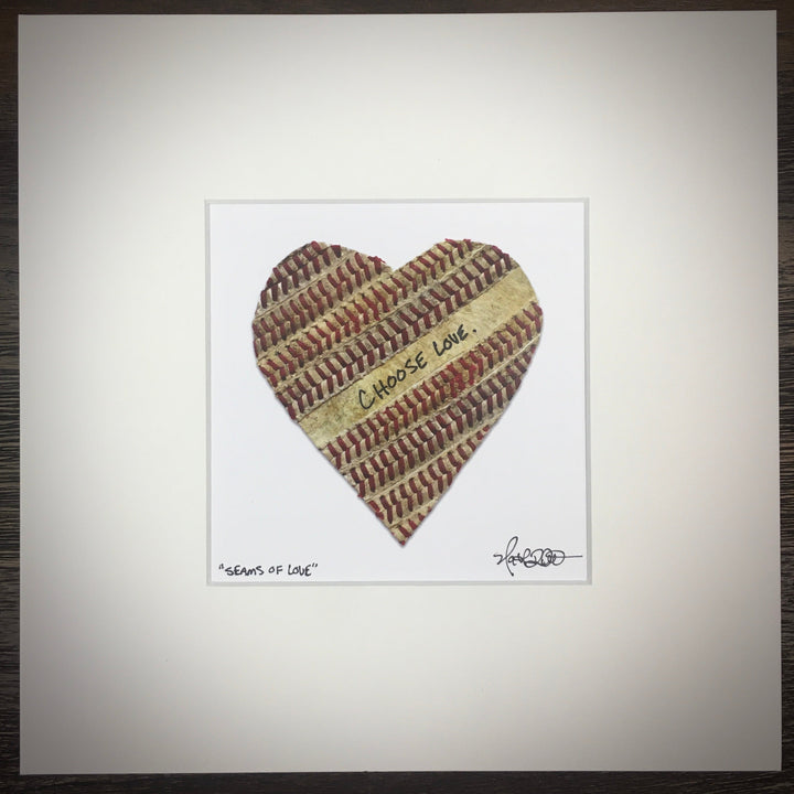 Customizable Baseball Heart Print in 10x10 White Matting