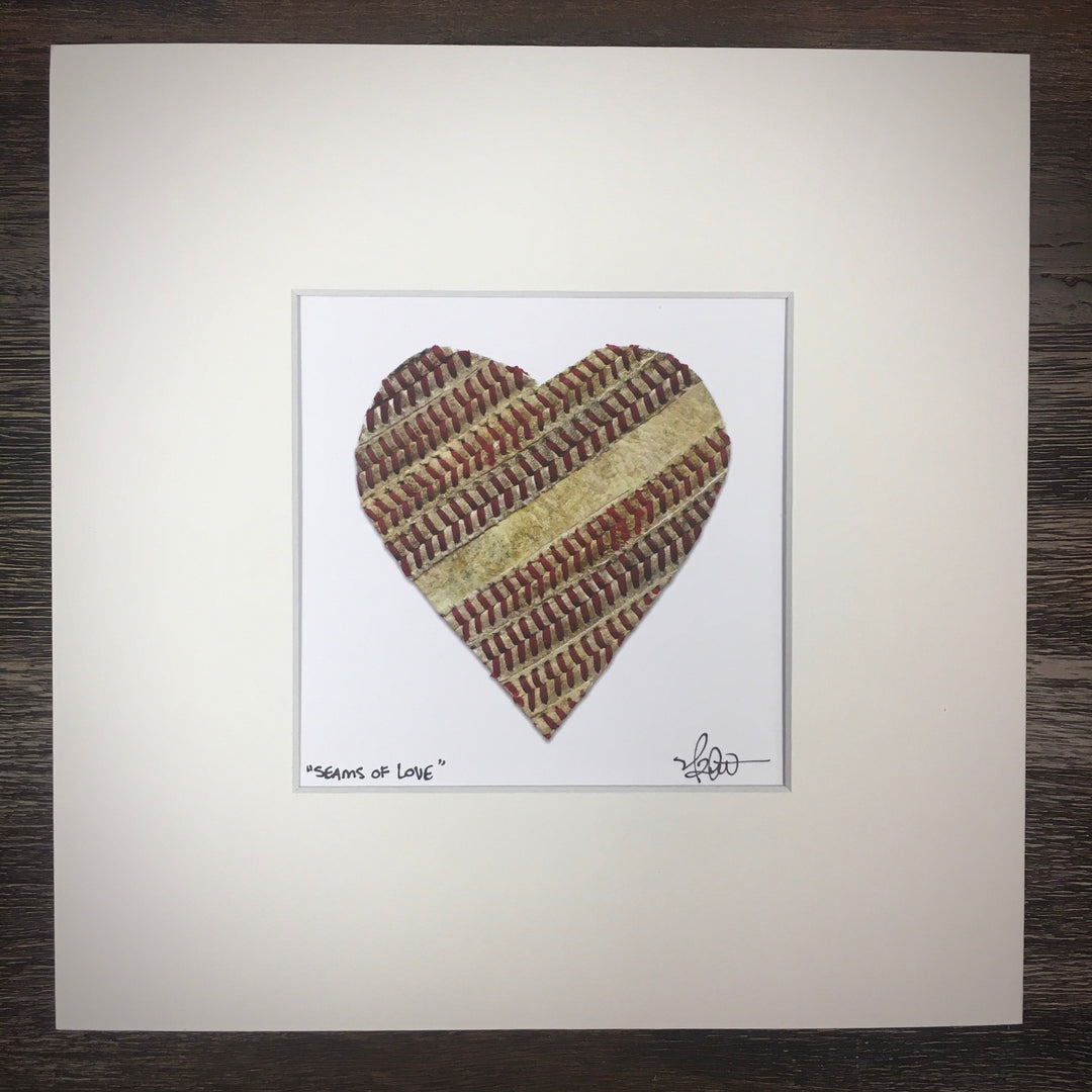 Customizable Baseball Heart Print in 10x10 White Matting