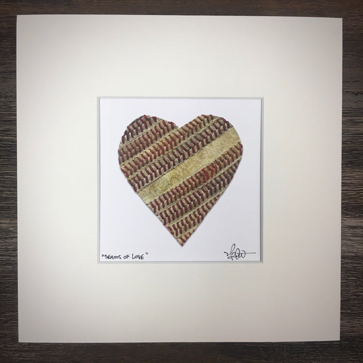 Customizable Baseball Heart Print in 10x10 White Matting