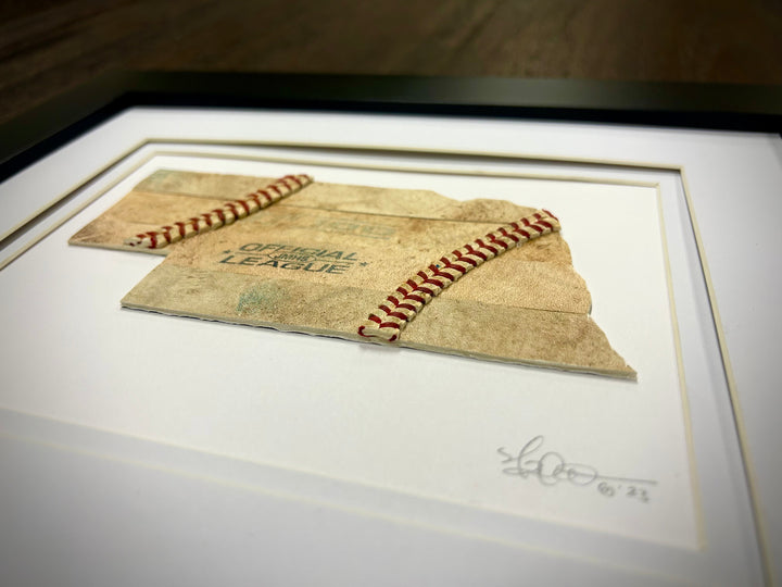 Nebraska Baseball Artwork - Made from Reclaimed Baseballs