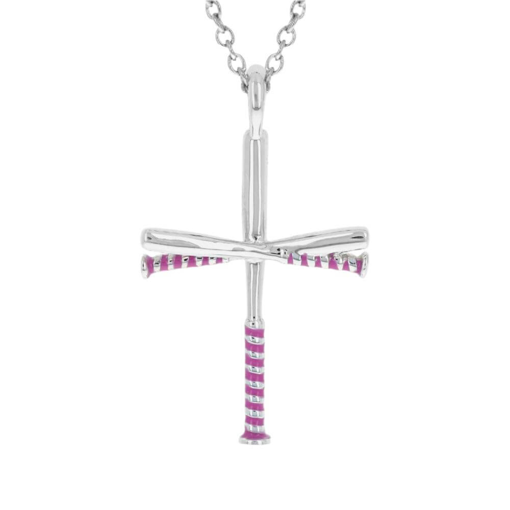 Color Grip Baseball Bat Cross Necklace